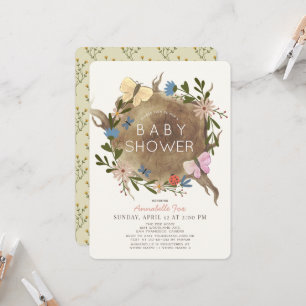 Blumenschmetterling Holzstumpf Kinderdusche Einlad Einladung