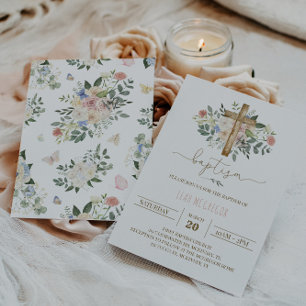 Blumenschmetterling - Taufe Einladung