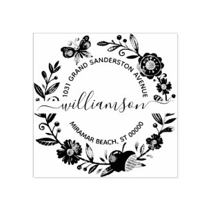 Blumenschmetterlingelegante Gummistempel
