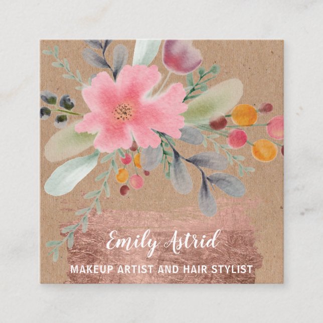 Blumenschminke Rose Quadratische Visitenkarte (Vorderseite)