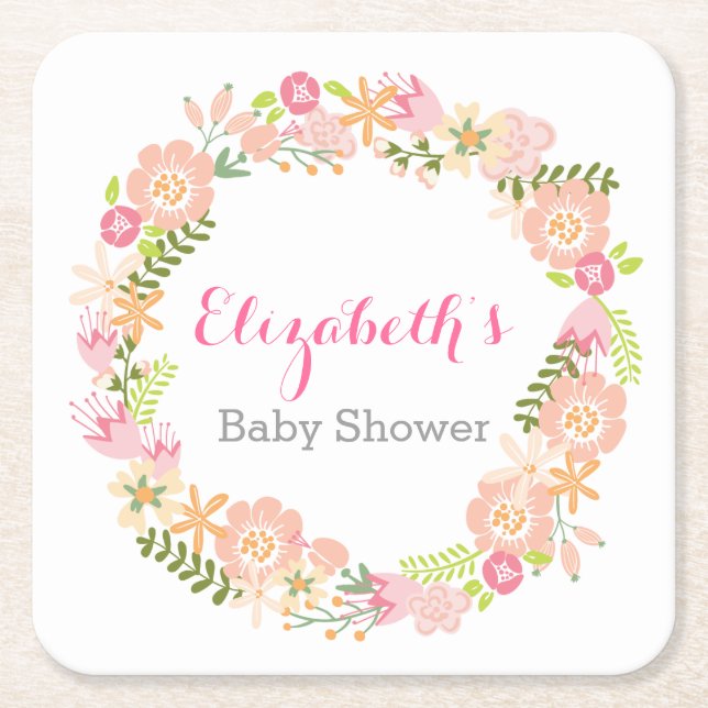 Blumenschmuck Baby Dusche Untersetzer (Vorderseite)