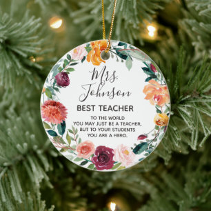 Blumenschmuck Beste Lehrerin Keramik Ornament