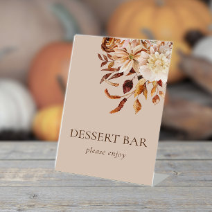 Blumenschmuck Herbst Dessertbar Podest Schild