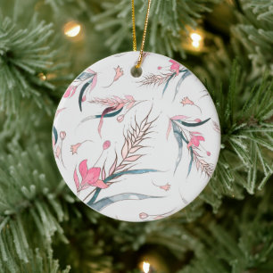 Blumenschmuck mit zarten rosa Blüten Keramik Ornament