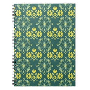 Blumenschmuck, nahtlos elegantes Muster. Notizblock