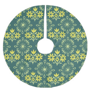 Blumenschmuck, nahtlos elegantes Muster. Polyester Weihnachtsbaumdecke