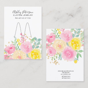 Blumenschmuckring mit rosa Aquarellfarbe Visitenkarte