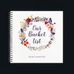 Blumenschrei - das Keepsake-Journal unserer Buckel Notizbuch<br><div class="desc">Dieses Tagebuch hat einen Blumenkranz um die Worte Unsere Eimerliste mit Platz für die Namen der Paare. Es ist das perfekte Hochzeitsgeschenk,  damit sich die Neuvermählten eine gemeinsame Eimerliste erträumen können. Original Design Clare Swindlehurst (c)</div>