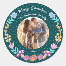 Blumenschrei Katzenkätzchen Grün Weihnachtsgebäck Runder Aufkleber