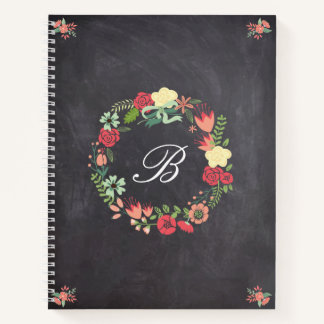 Blumenschrift auf der Tafel Monogramm Notizbuch