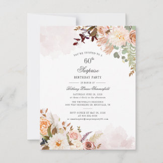Blumenschrift Botanische Pastel 60. Geburtstagspar Einladung