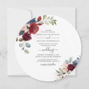 Blumenschrift Burgundy Botanische Moderne Hochzeit Einladung