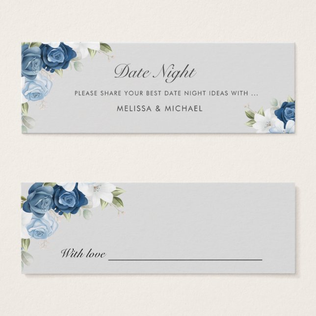 Blumenschrift Dusty Blue Date Night Jar Card (Vorne & Hinten)