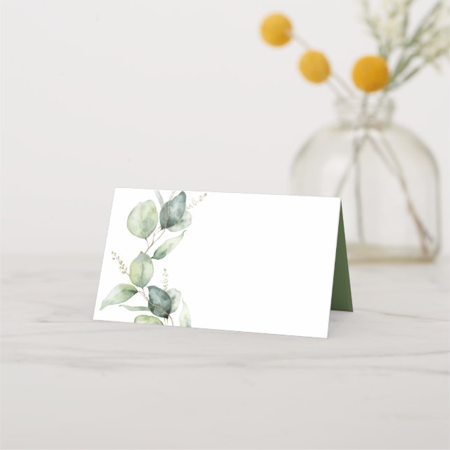 Blumenschrift Eukalyptus Greenery Wedding Platzkarte (Vorderseite)