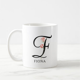 Blumenschrift Monogramm personalisierte Brautjungf Kaffeetasse