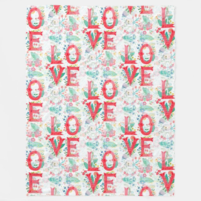 Blumenschrift - Nahtloses Muster 1 Fleecedecke (Vorderseite)