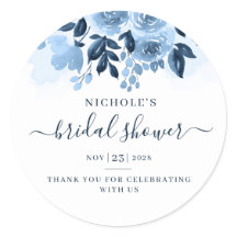 Blumenschrift Navy Blue Watercolor Brautparty