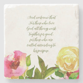 Blumenschrift Römer 8:28 Steinuntersetzer