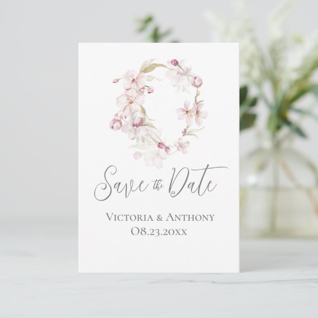 Blumenschrift Rosa Hochzeit speichern das Datum (Stehend Vorderseite)
