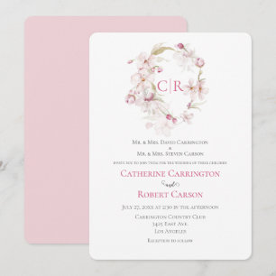 Blumenschrift Rosa Watercolor Einladung zur Hochze