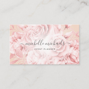 Blumenschrift Rose Gold Blush Modern Script Visitenkarte