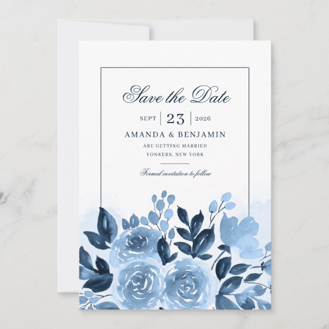 Blumenschrift Wasserfarbenblut Rustikale Hochzeit Save The Date (Vorderseite)
