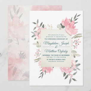 Blumenschrift Watercolor Bloom Wedding Einladung