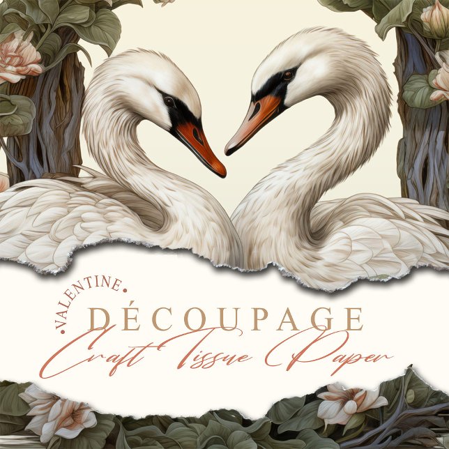 Blumenschwäne Vintages Shabby Chic Decoupage Seidenpapier (Von Creator hochgeladen)