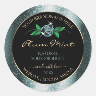 Blumenschwarz mit dunklen Produktmarken für Aquama Runder Aufkleber