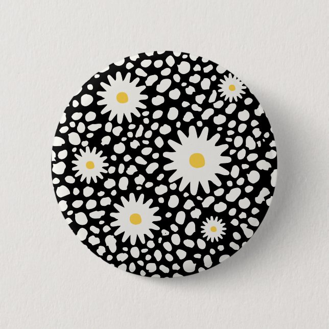 Blumenschwarz-Muster-Taste Button (Vorderseite)
