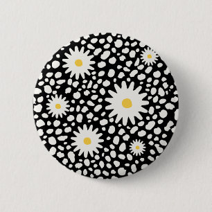 Blumenschwarz-Muster-Taste Button