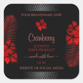 Blumenschwarze Produktmarken Hawaiianische Blume Quadratischer Aufkleber