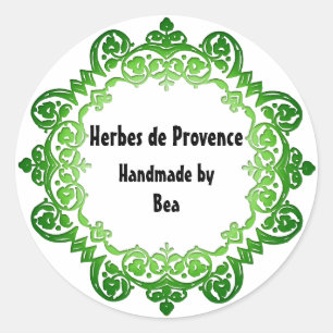Blumenseife oder Vintage Canning-Etiketten grün Runder Aufkleber