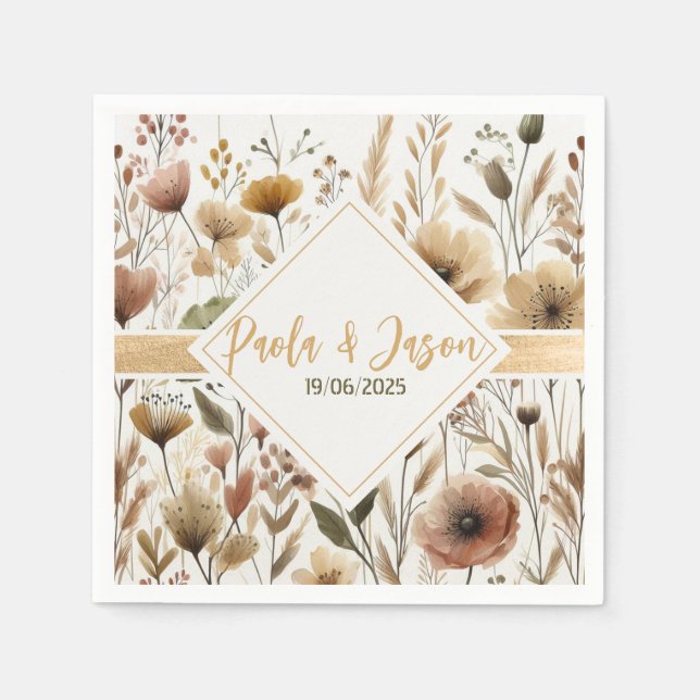 Blumenserviette mit Goldband Serviette (Vorderseite)