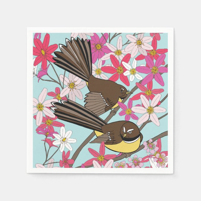 Blumenserviette und Vogelserviette Serviette (Vorderseite)