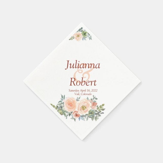 Blumenservietten in Rot und Grün Serviette (Ecke)