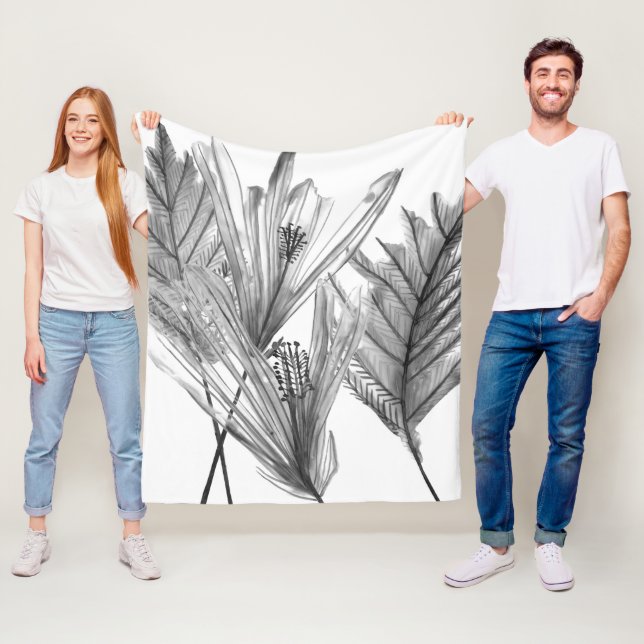 BlumenSilhouette - Grau Fleecedecke (Beispiel)