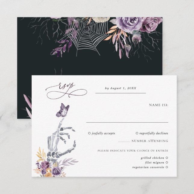 Blumenskelett | Halloween Wedding RSVP (Vorne/Hinten)