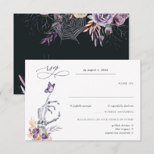 Blumenskelett   Halloween Wedding RSVP Karte