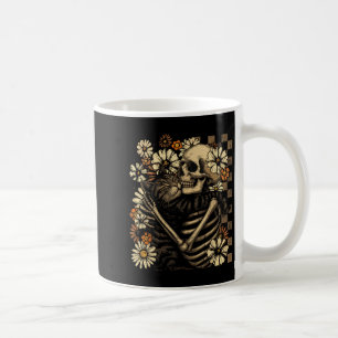Blumenskelett umarmende Katze Halloween Katzenlieb Kaffeetasse