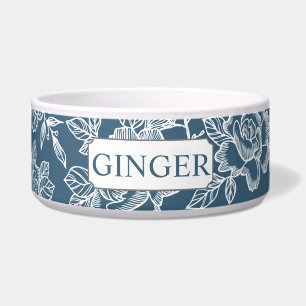 Blumenskizze Blau mit Namen Napf