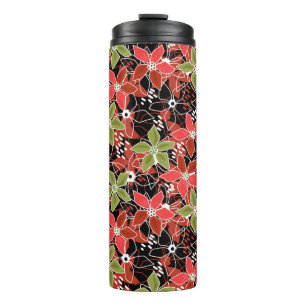 Blumenskizze im Retro-Herbstlook mehrfarbig  Thermosbecher