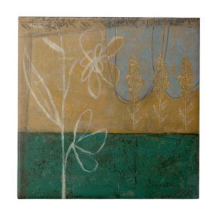 Blumenskizze mit Wildblume und Pflanze Fliese