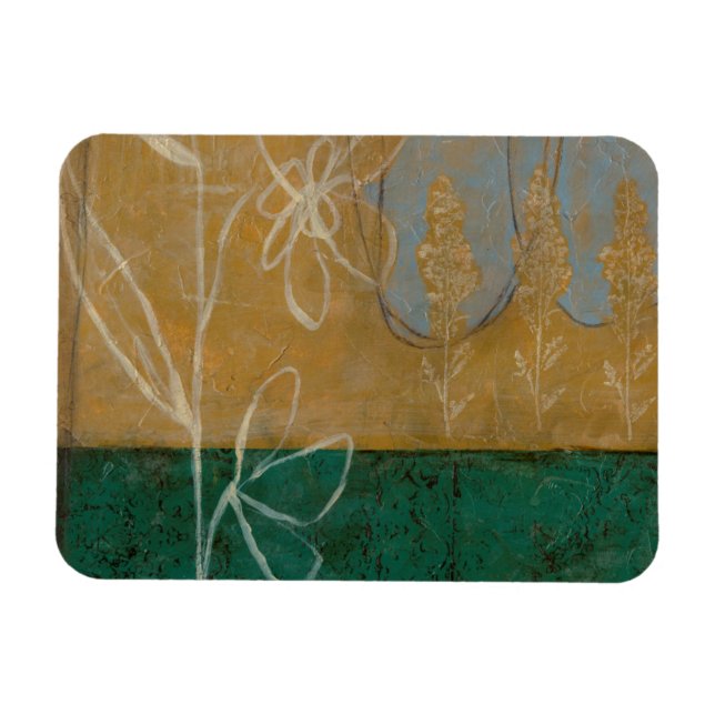 Blumenskizze mit Wildblume und Pflanze Magnet (Horizontal)