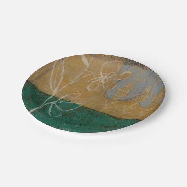 Blumenskizze mit Wildblume und Pflanze Pappteller (Schrägansicht)