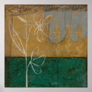 Blumenskizze mit Wildblume und Pflanze Poster