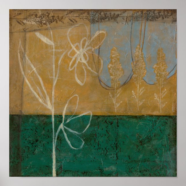 Blumenskizze mit Wildblume und Pflanze Poster (Vorne)