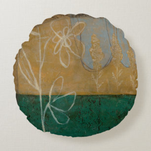 Blumenskizze mit Wildblume und Pflanze Rundes Kissen