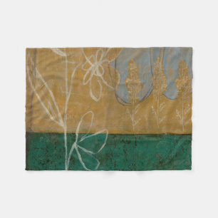 Blumenskizze mit Wildblume und Pflanzen Fleecedecke