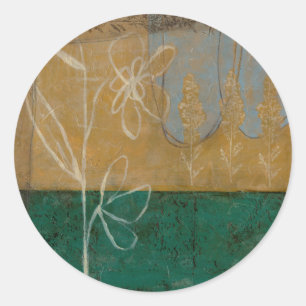 Blumenskizze mit Wildblume und Pflanzen Runder Aufkleber